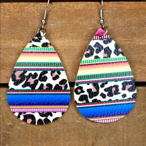4/$20🌵Boho Leopard Serape | Southwestern Leather Earrings | NWT